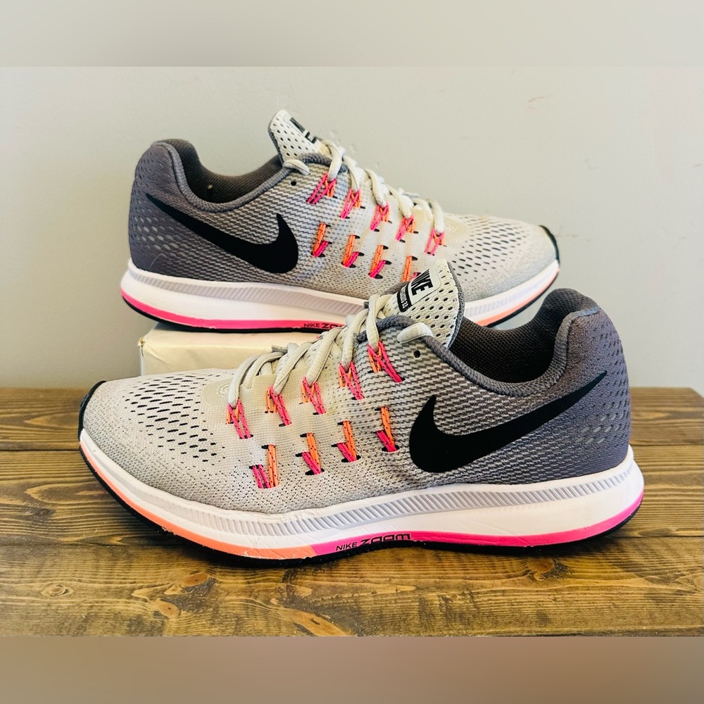 Nike Womens Air Zoom Pegasus 33 831356-006 Gray Running Shoes Sneakers Size 7.5